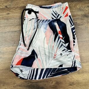 Athleta Floral Drawstring Shorts Women's 6 (Inseam 3) Zipper Pockets Lightweight